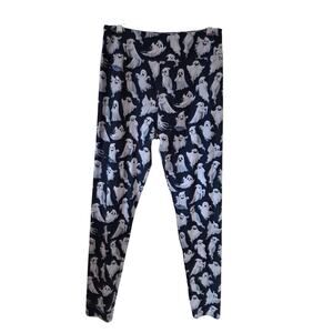 Fabulegs Womens Ghost Halloween Print Leggings Size Large Black White